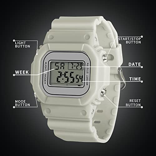 Digital Watch for Men Women Waterproof Outdoor Military Sports Timer Multifunctional Wristwatch Classic Design Easy to Set and Read Alarm Stopwatch Gift for Anniversary（1803 GY）