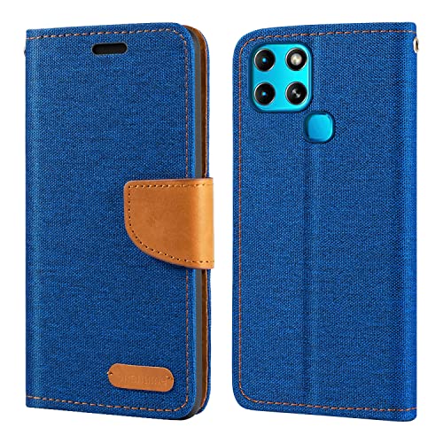 for Infinix Smart 6 HD Case, Oxford Leather Wallet Case with Soft TPU Back Cover Magnet Flip Case for Infinix Smart 6 HD (6.6”) Blue