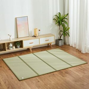 san mota japanese traditional tatami mattress, folds in four 79"x55"x0.6", igusa tatami japanese futon mattress rush grass tatami mat, non-slip comfortable tatami bed(100% rush grass)