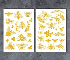 gss designs 2 sheets gold bee rub on transfers for furniture ceramic crafts wood scrapbook card making 8.3x11.7inch metallic bee stickers transfers for crafts diy