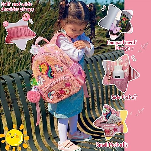 LSSAGOON Unicorn Sequins Backpack for Girls,Toddler Kids Schoolbag,Bookbag for Kindergarten Elementary,Gift for Birthday Xmas.