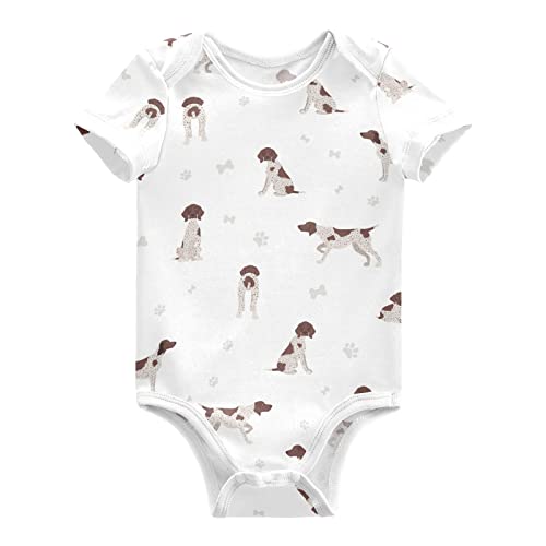 vvfelixl Baby Girls' Bodysuits German Shorthaired Pointer Short Sleeve Cotton Baby Clothes For Girls 0-3 Months Puppy