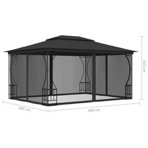 CHARMMA Aluminum Gazebo, Galvanized Steel Roof Metal Gazebo with Aluminum Frame, Patio Gazebo with Curtains and Netting for Patios, Gardens, Lawns 9.8'x13.1'x8.7' Anthracite