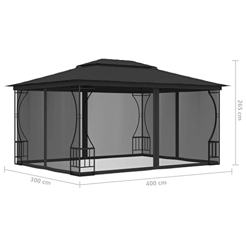 CHARMMA Aluminum Gazebo, Galvanized Steel Roof Metal Gazebo with Aluminum Frame, Patio Gazebo with Curtains and Netting for Patios, Gardens, Lawns 9.8'x13.1'x8.7' Anthracite