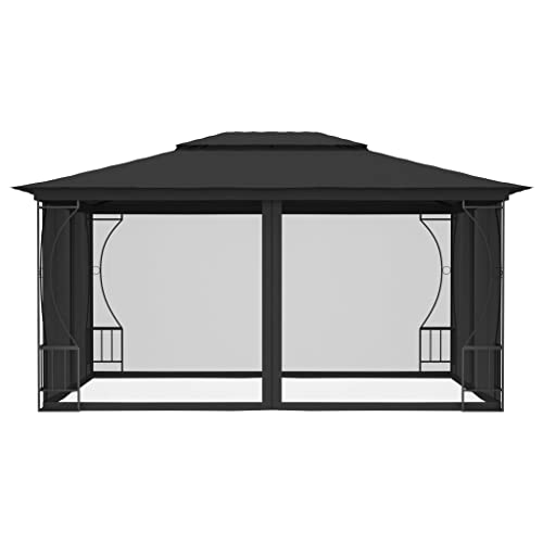 CHARMMA Aluminum Gazebo, Galvanized Steel Roof Metal Gazebo with Aluminum Frame, Patio Gazebo with Curtains and Netting for Patios, Gardens, Lawns 9.8'x13.1'x8.7' Anthracite