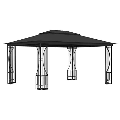 CHARMMA Aluminum Gazebo, Galvanized Steel Roof Metal Gazebo with Aluminum Frame, Patio Gazebo with Curtains and Netting for Patios, Gardens, Lawns 9.8'x13.1'x8.7' Anthracite