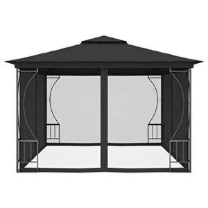 CHARMMA Aluminum Gazebo, Galvanized Steel Roof Metal Gazebo with Aluminum Frame, Patio Gazebo with Curtains and Netting for Patios, Gardens, Lawns 9.8'x13.1'x8.7' Anthracite