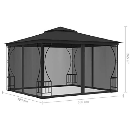 CHARMMA Aluminum Gazebo, Galvanized Steel Roof Metal Gazebo with Aluminum Frame, Patio Gazebo with Curtains and Netting for Patios, Gardens, Lawns 9.8'x9.8'x8.7' Anthracite