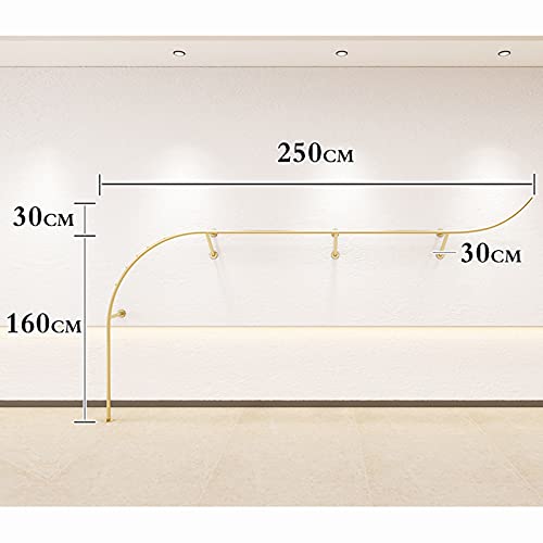 Gold Clothing Rod Curved Racks, Creative Display Garment Racks in Boutique Clothing Stores, Modern Retail Garment Rack, Closet Rod Retail Display Rack, 250CM