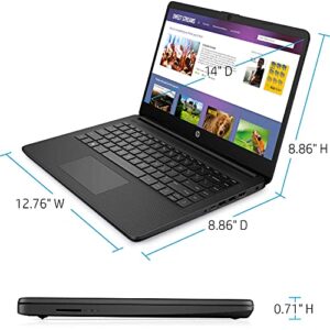 HP 2022 Premium 14-inch HD Thin and Light Laptop, Intel Dual-Core Processor, 8GB RAM, 64GB Storage, Long Battery Life, Webcam, Bluetooth, HDMI, Wi-Fi, Black, Windows 11 + 1 Year Microsoft 365