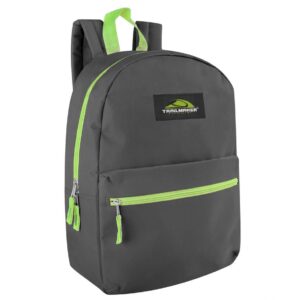 trail maker classic 17 inch backpack with adjustable padded shoulder straps (grey/green)