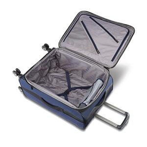 AMERICAN TOURISTER Zoom Softside Luggage with Spinner Wheels (Navy, Checked-Medium 25-Inch)