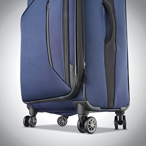 AMERICAN TOURISTER Zoom Softside Luggage with Spinner Wheels (Navy, Checked-Medium 25-Inch)