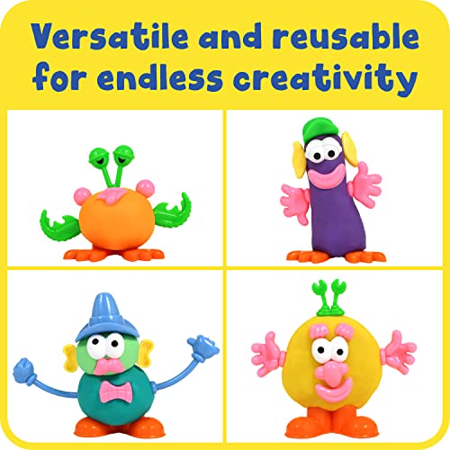 READY 2 LEARN Dough Character Accessories - Set of 52 - 21 Different Shapes - Dough Toys for Kids - Decorate Dough Creations - Create Animals and Characters with Food and Objects