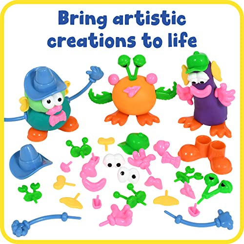 READY 2 LEARN Dough Character Accessories - Set of 52 - 21 Different Shapes - Dough Toys for Kids - Decorate Dough Creations - Create Animals and Characters with Food and Objects