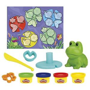 play-doh frog ‘n colors starter set with playmat, preschool toys for 3 year old girls & boys & up, preschool crafts frog toy & 4 modeling compound colors