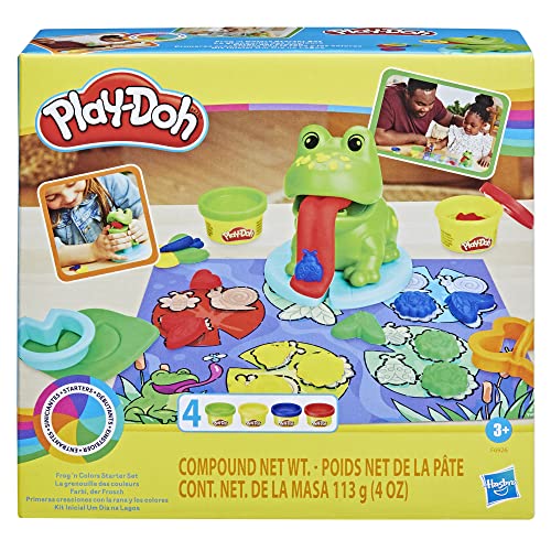 Play-Doh Frog ‘n Colors Starter Set with Playmat, Preschool Toys for 3 Year Old Girls & Boys & Up, Preschool Crafts Frog Toy & 4 Modeling Compound Colors