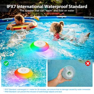 Bluetooth Speakers with Colorful Lights - Portable Pool Speaker IPX7 Waterproof Floating with 8 Modes - Built-in Mic HD Stereo Sound Hands-Free Wireless Hot Tub Speaker for Shower Home Outdoor