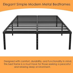 BetLife California King Size Bed Frame with Stronger Steel Slat Support/ 16 Inch High Non- Slip Platform/Noise Free Mattress Foundation/No Box Spring Needed/Black