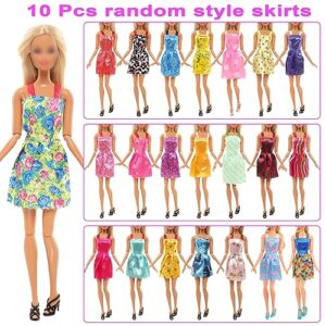 52 Pcs Fashion Doll Clothes and Accessories for 11.5 Inch Girl Doll Include 16 Pcs Mini Floral Sequin Dresses 36 Different Accessories Shoes, Handbags, Glasses, Necklace Accessories for Gril Doll