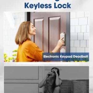 Keyless Entry Door Lock, Electronic Keypad Deadbolt with Handle, Auto Lock Front Door Handle Sets, Easy to Install, 50 User Codes, Security Waterproof Smart Locks for Front Door, Home/Hotel Use