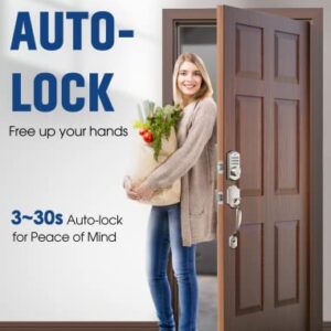 Keyless Entry Door Lock, Electronic Keypad Deadbolt with Handle, Auto Lock Front Door Handle Sets, Easy to Install, 50 User Codes, Security Waterproof Smart Locks for Front Door, Home/Hotel Use