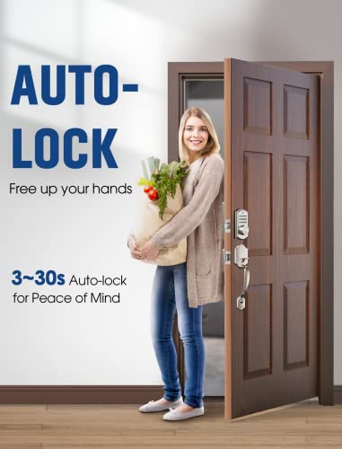 Keyless Entry Door Lock, Electronic Keypad Deadbolt with Handle, Auto Lock Front Door Handle Sets, Easy to Install, 50 User Codes, Security Waterproof Smart Locks for Front Door, Home/Hotel Use