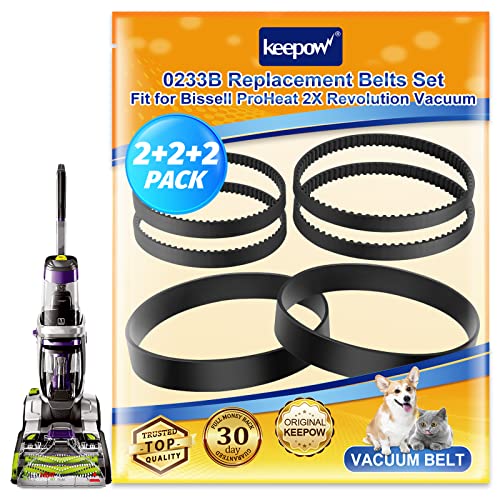 KEEPOW ProHeat 2X Revolution Belts Set Compatible with Bissell ProHeat 2X Revolution Pet Pro Cleaner 1986,1964,2007,2007P, Parts# 1606428, 1611129, 1611130