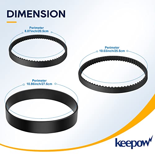 KEEPOW ProHeat 2X Revolution Belts Set Compatible with Bissell ProHeat 2X Revolution Pet Pro Cleaner 1986,1964,2007,2007P, Parts# 1606428, 1611129, 1611130