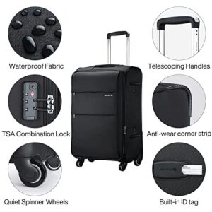 Hanke 3-Piece Set Softside Expandable Luggage sets with Spinner Wheels, Upright Suitcase with TSA Lock, Extra Large Rolling Luggage for Family Travel,nestable storage 20/24/28(Black)