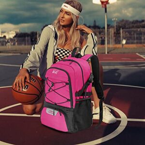 WOLT | Basketball Backpack Large Sports Bag with Separate Ball holder & Shoes compartment, Best for Basketball, Soccer, Volleyball, Swim, Gym, Travel (Pink)