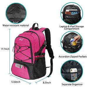 WOLT | Basketball Backpack Large Sports Bag with Separate Ball holder & Shoes compartment, Best for Basketball, Soccer, Volleyball, Swim, Gym, Travel (Pink)