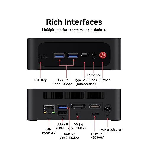 Beelink SER5 MAX Mini PC,Ryzen 7 5800H(8C/16T,up to 4.4GHz) Mini Computer,TDP 54W High-Performance Mini Desktop Computers,Micro PC 16GB/500GB PCle3.0 SSD 4K Triple Displays,WiFi6,BT5.2,USB3.2