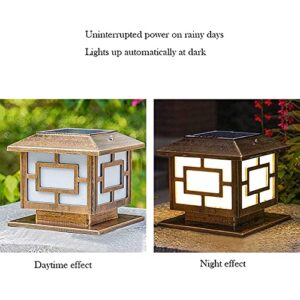 CZLZY Solar Outdoor Pillar Light Bronze Square Waterproof IP65 Column Lamp Exterior Rainproof Aluminum Acrylic Lampshade Post Lanterns Villa Garden Park Balcony Gate Street Lighting