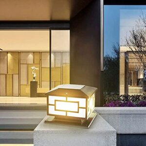 CZLZY Solar Outdoor Pillar Light Bronze Square Waterproof IP65 Column Lamp Exterior Rainproof Aluminum Acrylic Lampshade Post Lanterns Villa Garden Park Balcony Gate Street Lighting