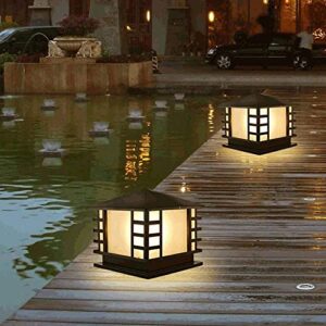 CZLZY Unique Lighthouse Square Design Door Pole Landscape Lamp IP65 Waterproof Gate Column Light Classic Aluminium Die-Casting Pillar Post Lantern American Garden Street Lighting Decorative