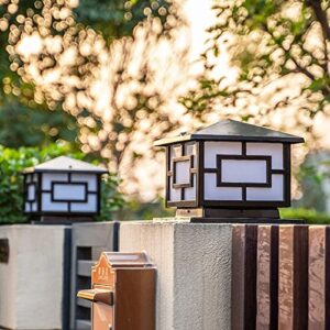 CZLZY Modern Simple E27 Pillar Lamp Outdoor Post Light Fixtures Creative Aluminum Square Column Light Acrylic Lampshade Villa Courtyard Fence Landscape Light Pedestal Light