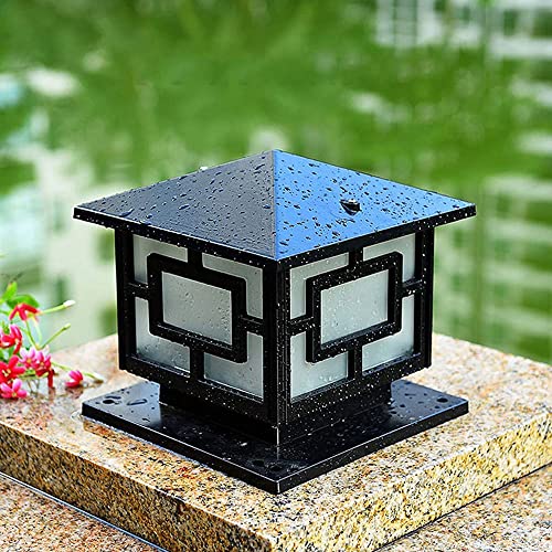 CZLZY Modern Simple E27 Pillar Lamp Outdoor Post Light Fixtures Creative Aluminum Square Column Light Acrylic Lampshade Villa Courtyard Fence Landscape Light Pedestal Light