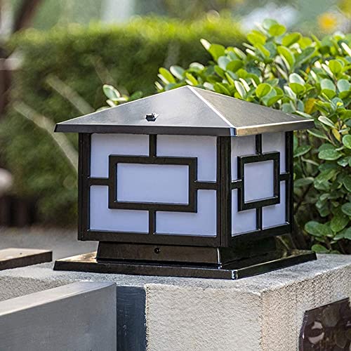 CZLZY Modern Simple E27 Pillar Lamp Outdoor Post Light Fixtures Creative Aluminum Square Column Light Acrylic Lampshade Villa Courtyard Fence Landscape Light Pedestal Light