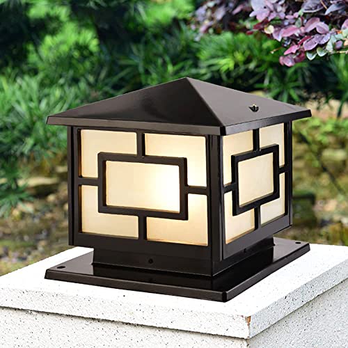 CZLZY Modern Simple E27 Pillar Lamp Outdoor Post Light Fixtures Creative Aluminum Square Column Light Acrylic Lampshade Villa Courtyard Fence Landscape Light Pedestal Light