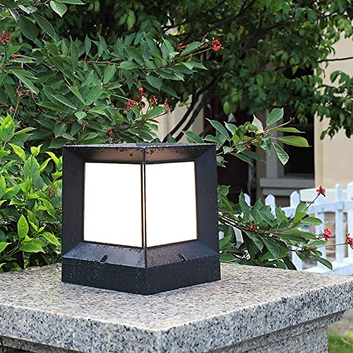 CZLZY Modern Simple E27 Pillar Lamp Creative Aluminum Square Column Light Outdoor Post Light Fixtures Waterproof IP55 Acrylic Lamp Shade Courtyard Fence Lawn Landscape Light