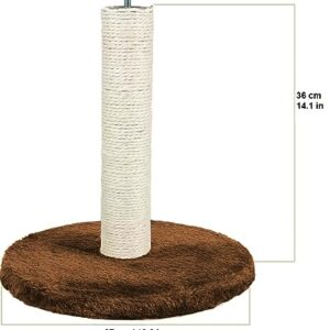 Cat Scratching Post with Premium Natural Sisal Rope - Cats Scratch Post Indoor Play for Small Kitten with Dangling Ball & Feather Toy Covered with Soft Smooth Plush Fabric, Stable Cat Stand (Brown)