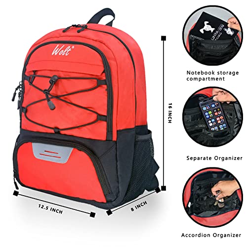 WOLT | Youth Soccer Bag - Soccer Backpack & Bags for Basketball, Volleyball & Football Sports, Includes Separate Cleat Shoe and Ball Compartment, fit to Youth & Adult (Red)