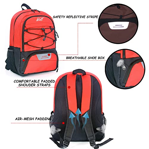 WOLT | Youth Soccer Bag - Soccer Backpack & Bags for Basketball, Volleyball & Football Sports, Includes Separate Cleat Shoe and Ball Compartment, fit to Youth & Adult (Red)