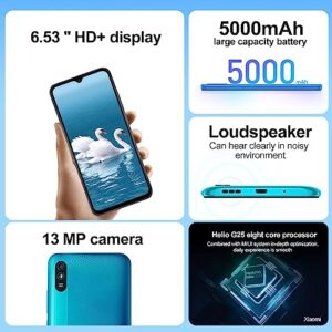 Xiaomi Redmi 9A (32GB+2GB) Factory Unlocked (Only Tmobile/Mint/Ultra USA Market) Global Dual Sim 13MP + (w/Fast Car Charger Bundle) (Sky Bluee)