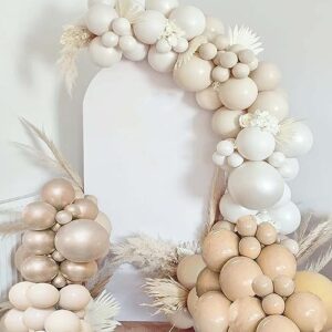 white balloon arch kit,scmdoti double stuffed pearl white nude neutral balloon garland kit for boho party, baby shower decoration, birthday, weddings, neutral gender reveal party deco