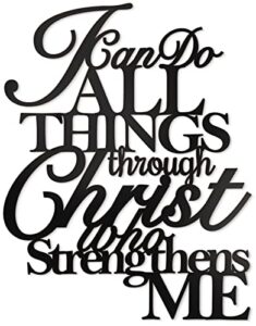 vivegate i can do all things through christ metal wall art, 17"x13" philippians 4 13 christ home decor i can do all things through christ who strengthens me religious scripture