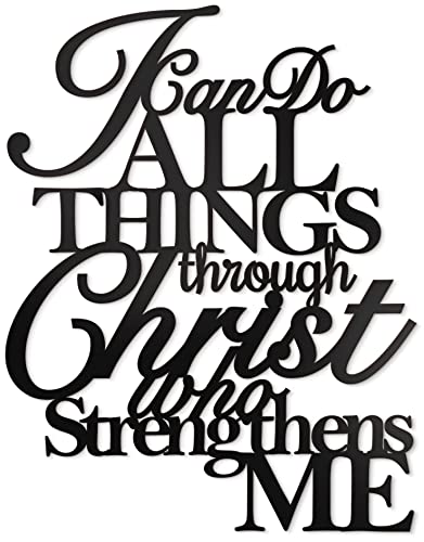 Vivegate I Can Do All Things Through Christ Metal Wall Art, 17"X13" Philippians 4 13 Christ Home Decor I Can Do All Things Through Christ Who Strengthens Me Religious Scripture