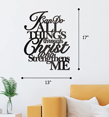Vivegate I Can Do All Things Through Christ Metal Wall Art, 17"X13" Philippians 4 13 Christ Home Decor I Can Do All Things Through Christ Who Strengthens Me Religious Scripture