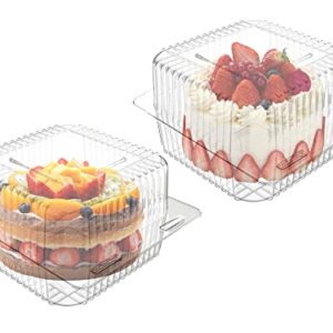 WANBAO 5 x 5 Inch Clear Plastic Take out Containers,Disposable Clamshell Dessert Container with Lid, 130 PCS for Salads, Pasta, Sandwiches